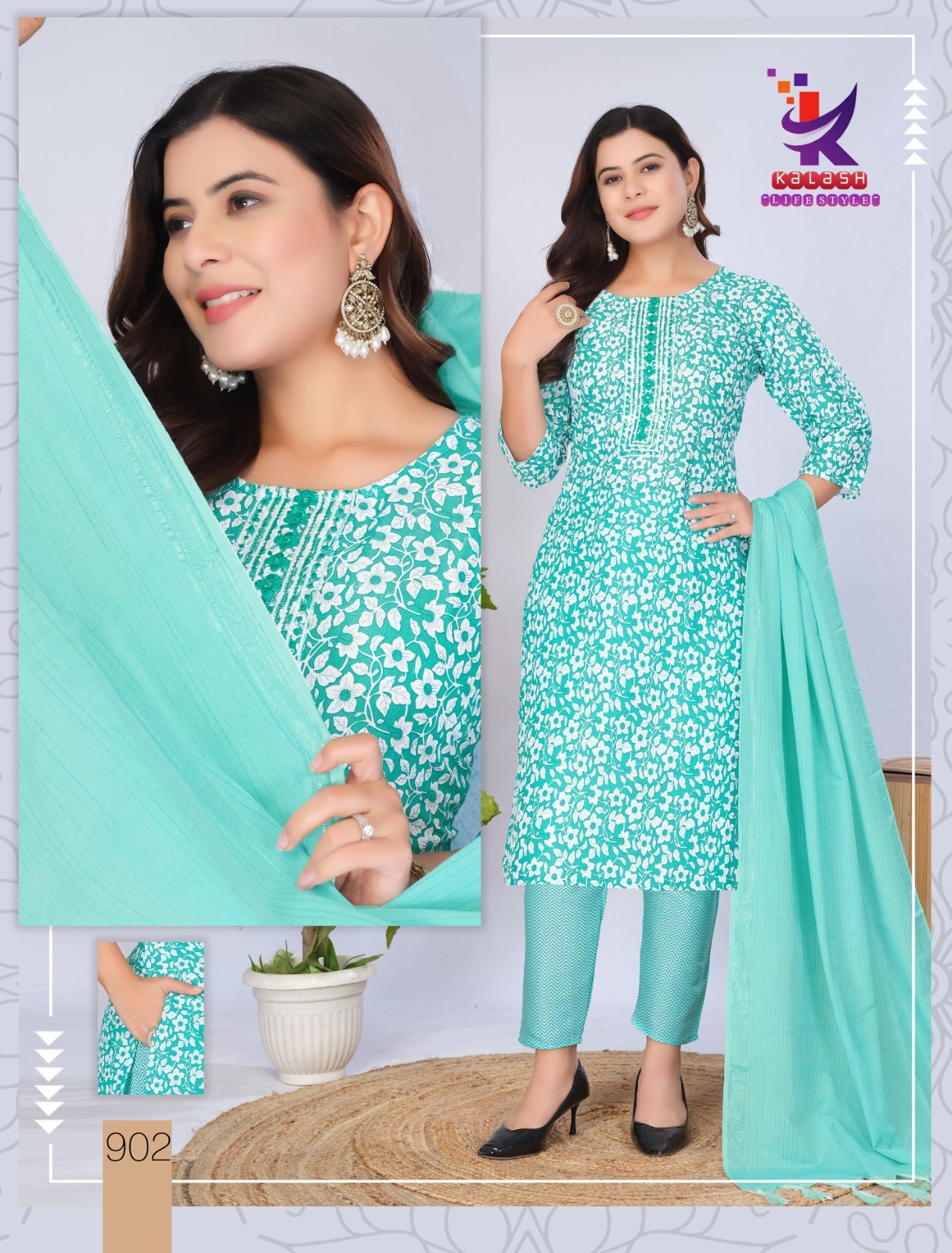 Good Star 4 Mlm Kalash Lifestyle Two Tone Rayon Readymade Pant Style Suits Wholesale