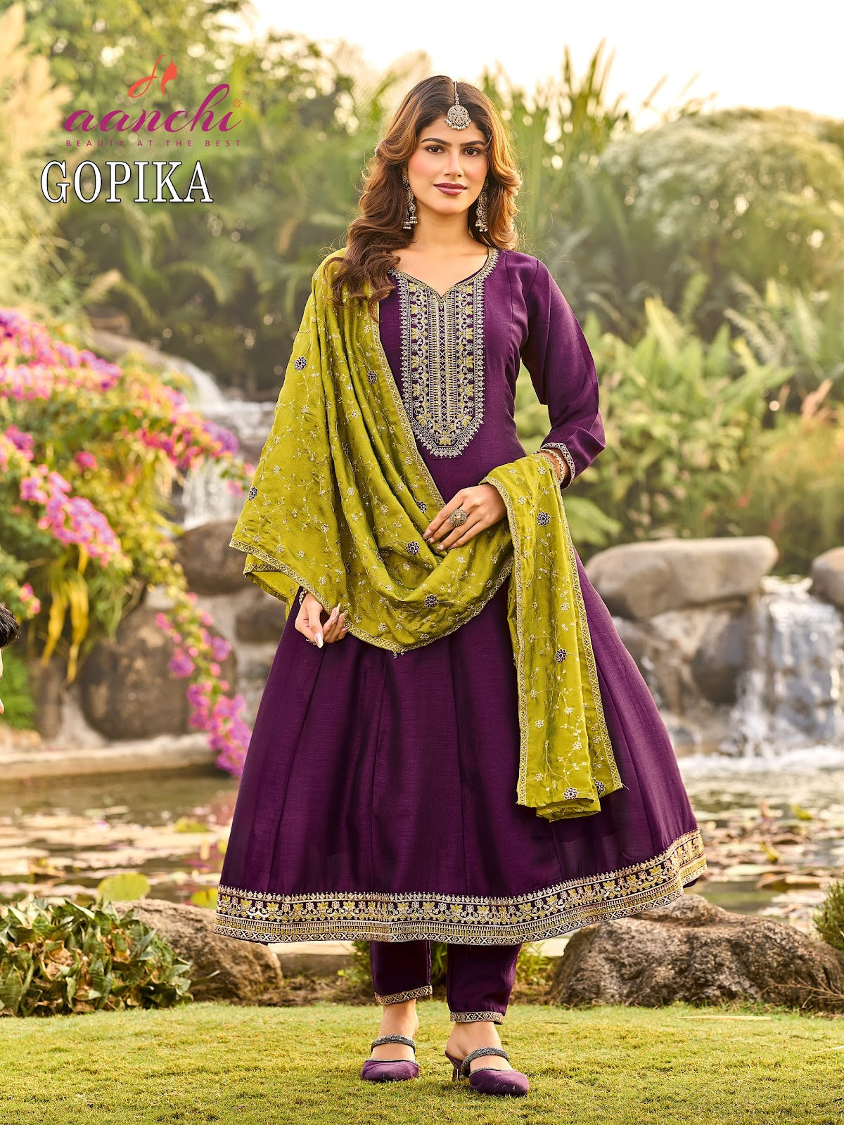 Gopika Aanchi Vichitra Silk Readymade Anarkali Suits Supplier