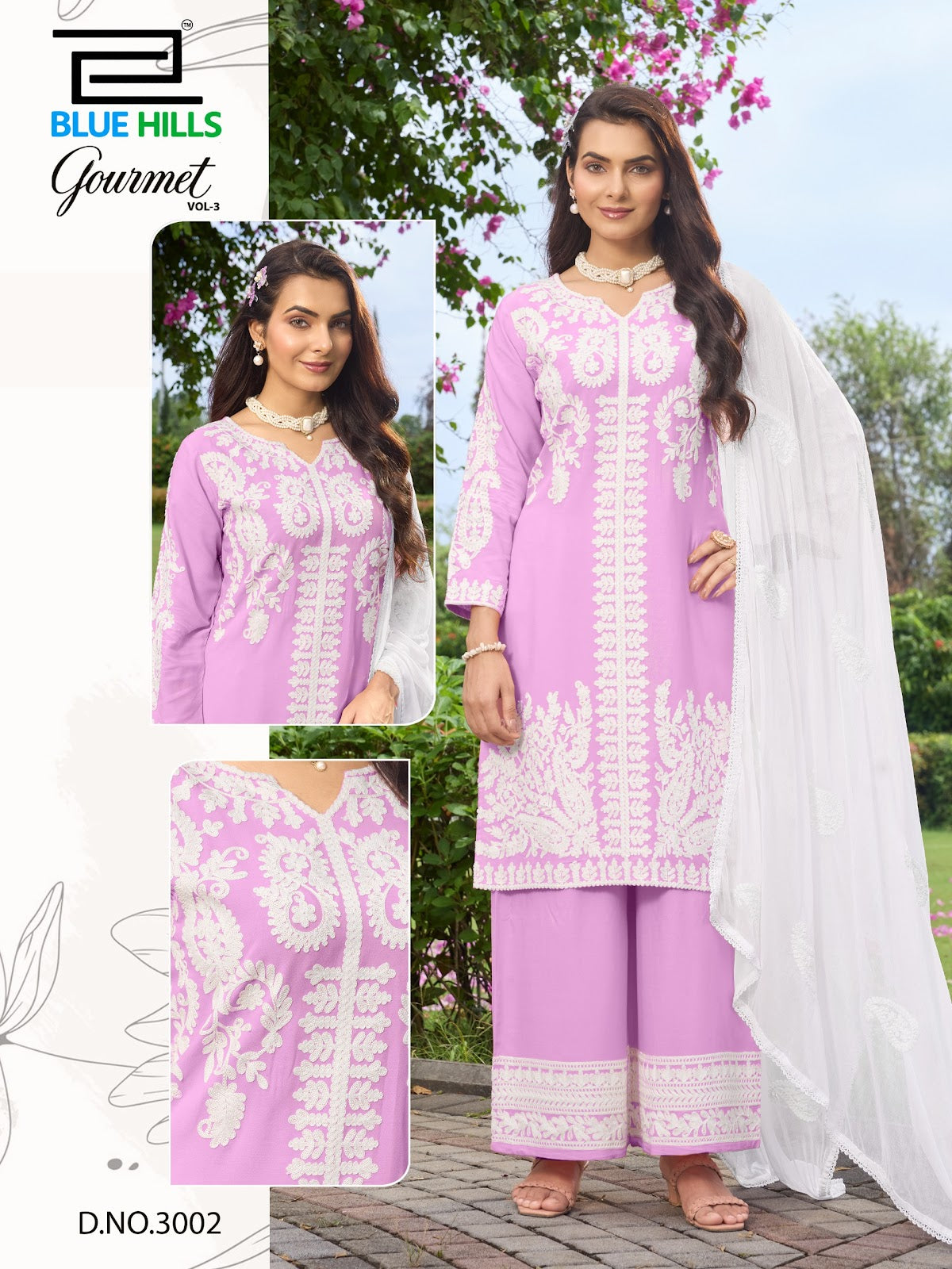 Gourmet Vol 3 Blue Hills Rayon 14Kg Readymade Plazzo Style Suits Supplier Gujarat