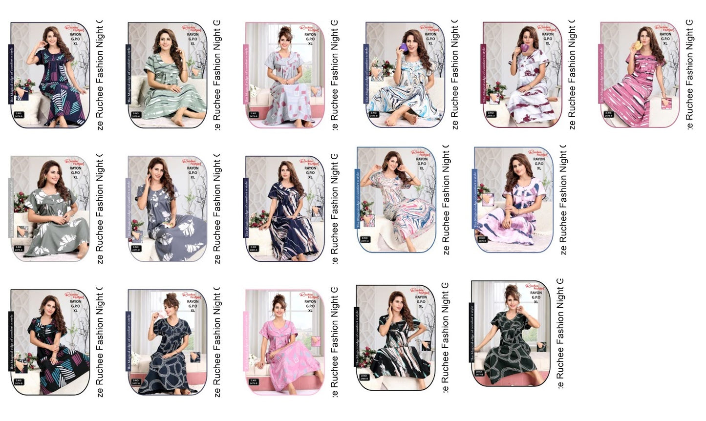 Gpo Xl Size Ruchee Fashion Rayon Night Gowns Manufacturer Ahmedabad