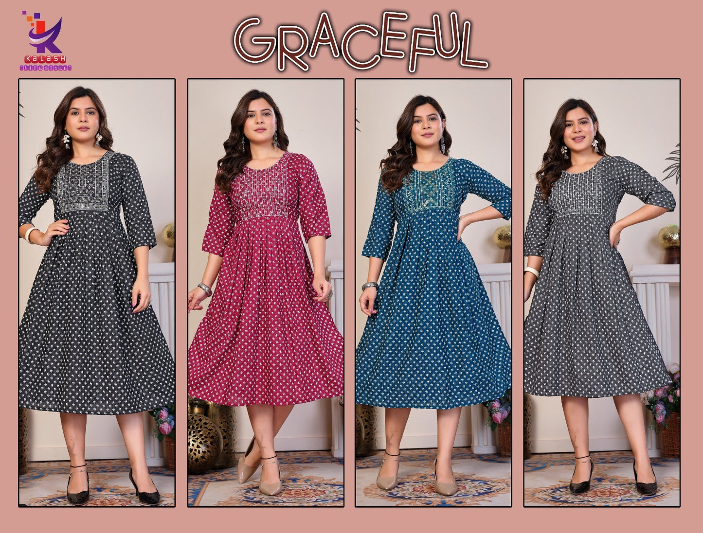 Graceful Mlm Kalash Lifestyle Rayon 14Kg Anarkali Kurtis