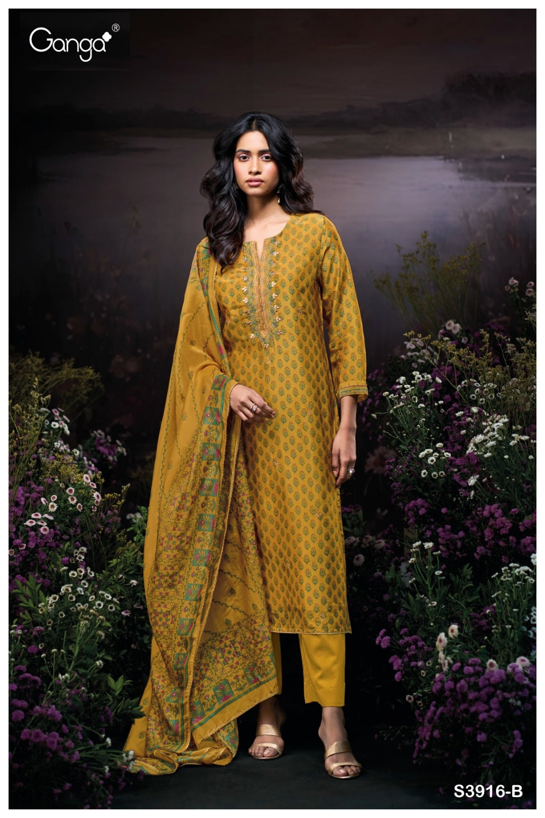 Grisha 3916 Ganga Bemberg Silk Plazzo Style Suits Exporter
