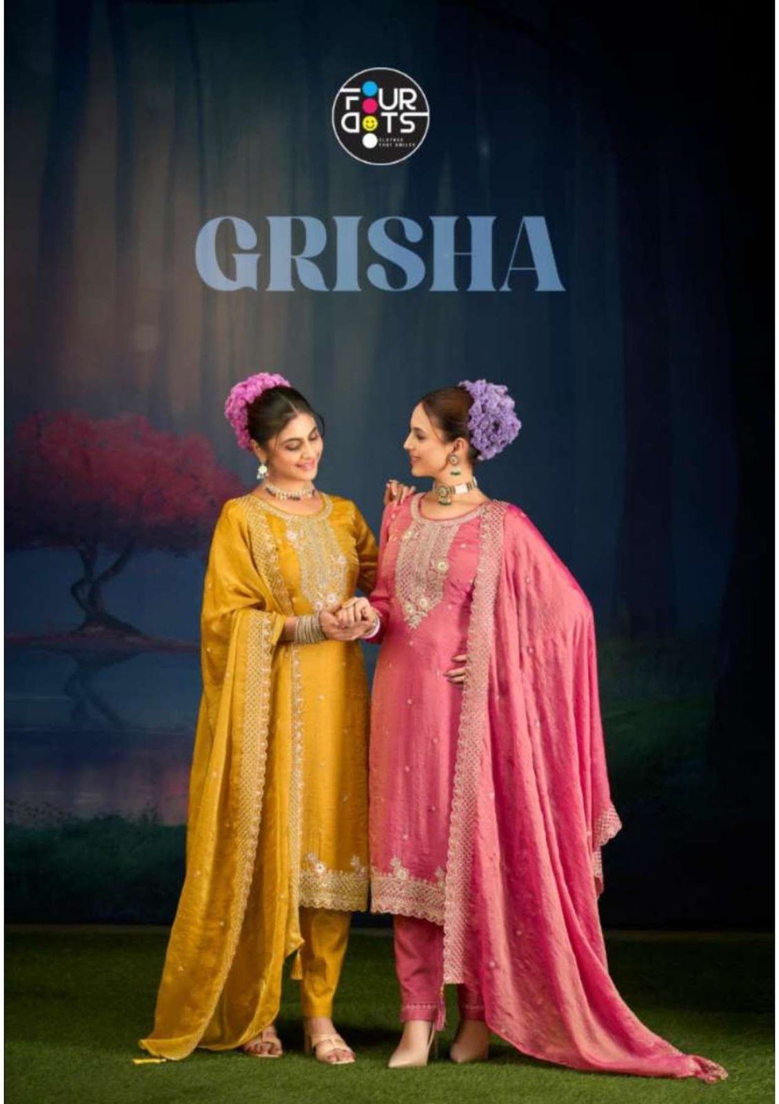Grisha Four Dots Moss Pant Style Suits Supplier India