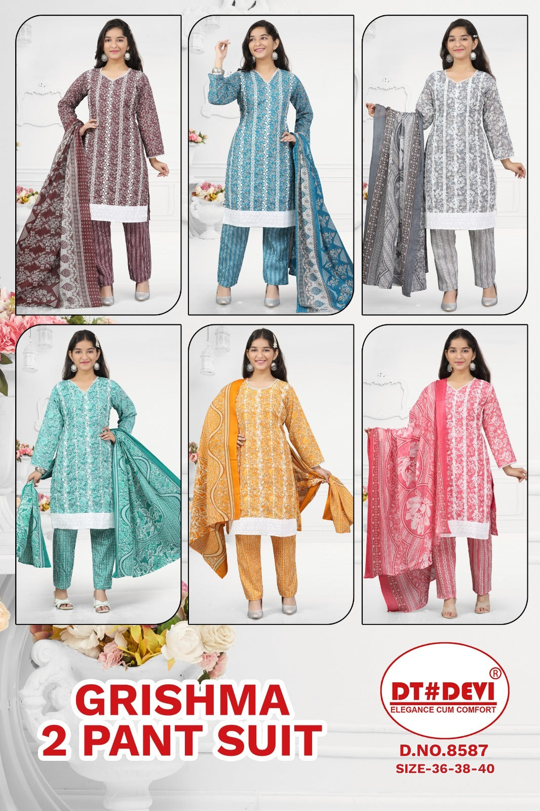 Grishma-8587 Dt Devi Cotton Girls Readymade Pant Suits Manufacturer Ahmedabad