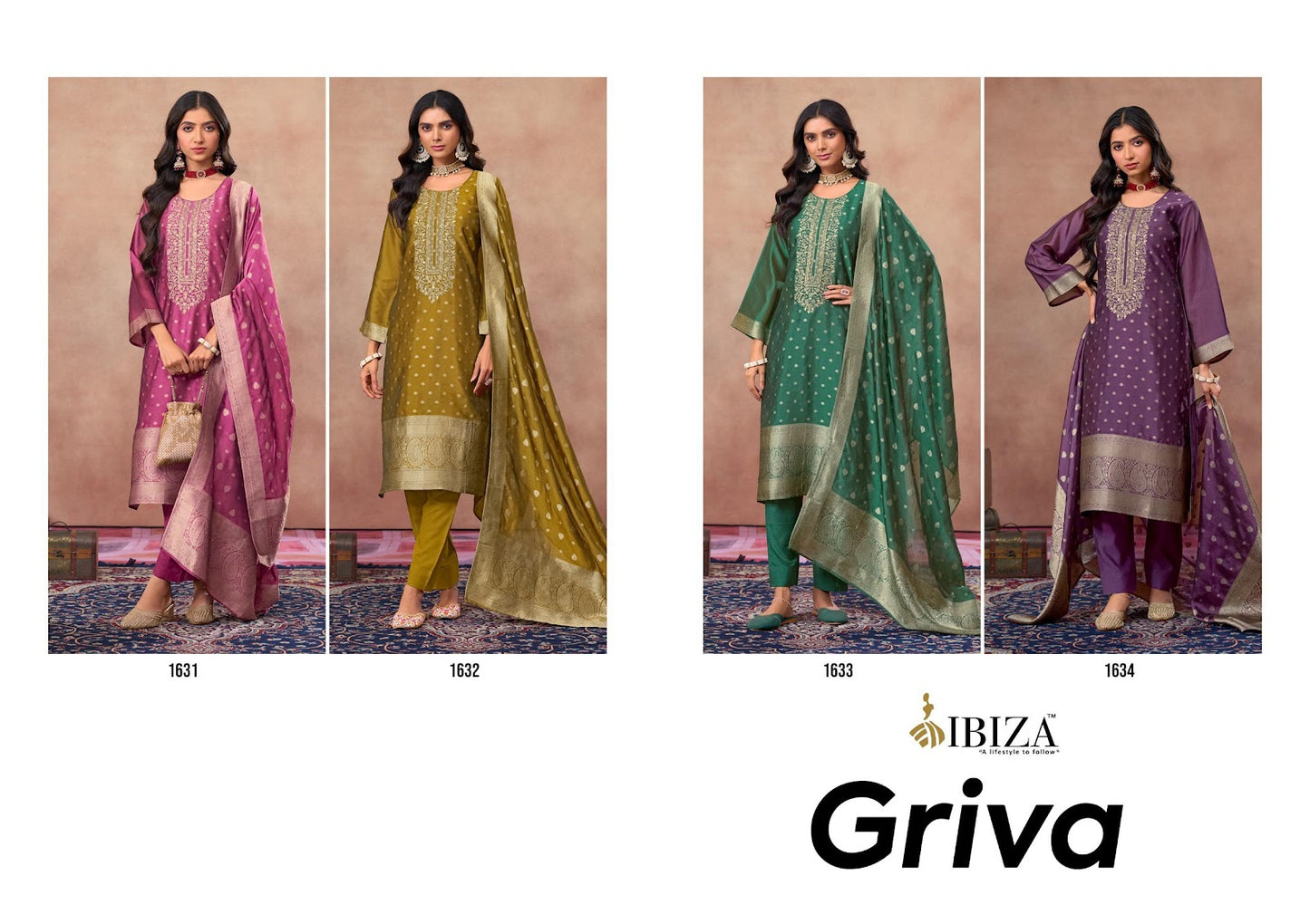 Griva Ibiza Banglori Silk Pant Style Suits Wholesale Rate