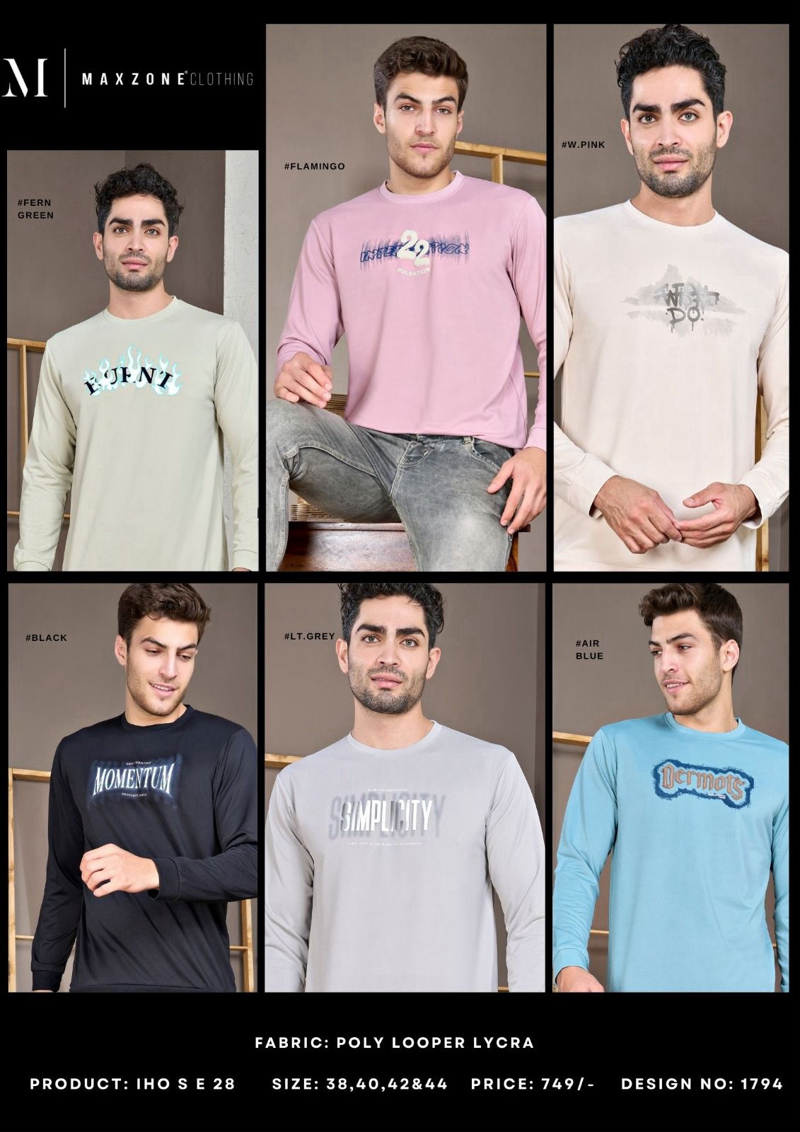 Gsm-240 Iho S E 28 Maxzone Clothing Lycra Looper Mens Tshirts Wholesale Rate