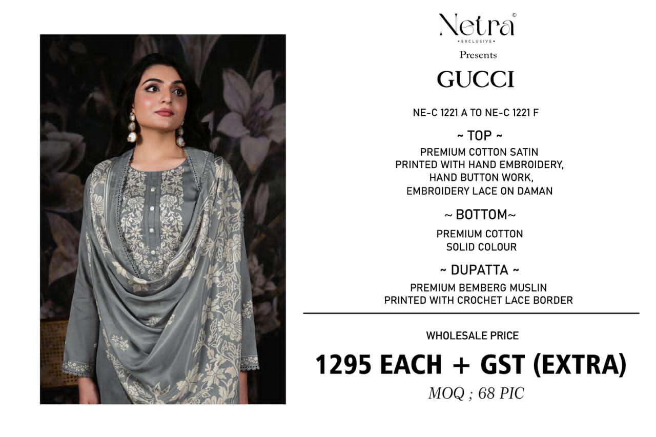 Gucci Netra Cotton Satin Pant Style Suits Wholesaler India