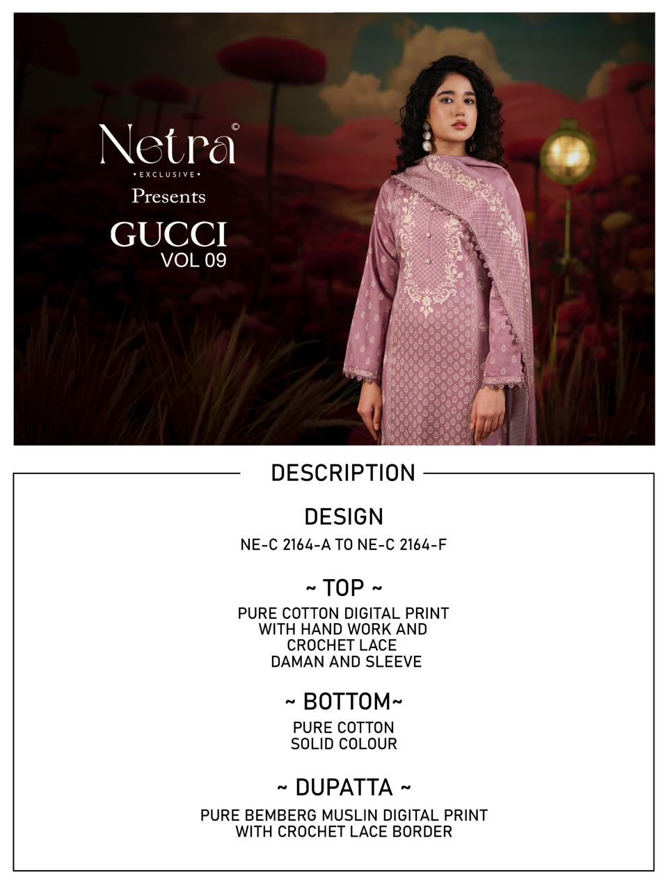 Gucci Vol 9 Netra Cotton Pant Style Suits Wholesale Rate