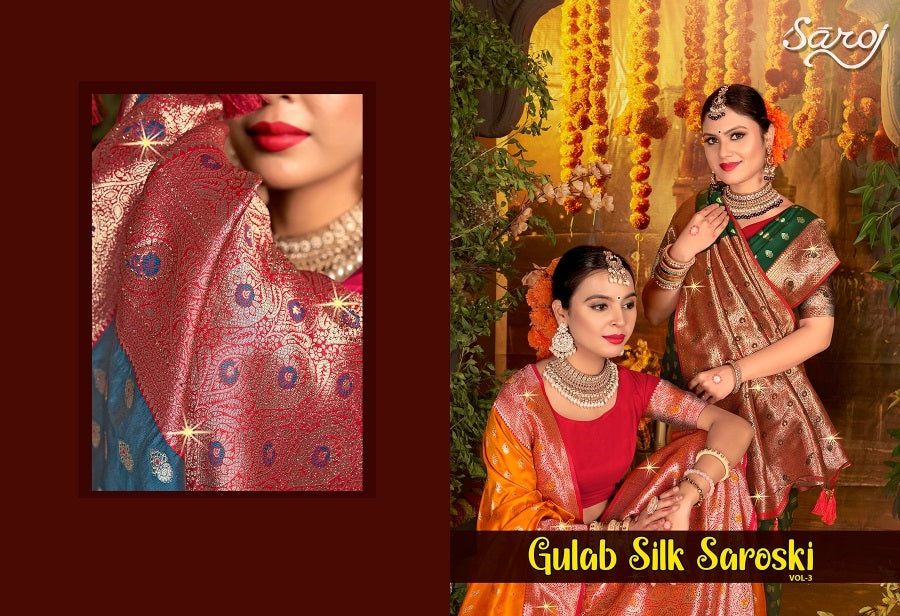 Gulaab Silk Saroski Vol 3 Saroj Soft Silk Sarees Supplier Ahmedabad