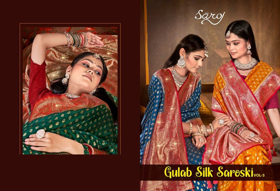Gulaab Silk Saroski Vol 5 Saroj Soft Silk Sarees Wholesaler Ahmedabad