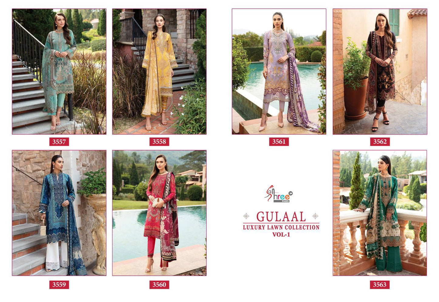 Gulaal Luxury Lawn Collection Vol 1 Shree Fabs Pure Cotton Pakistani Patch Work Suits Exporter India