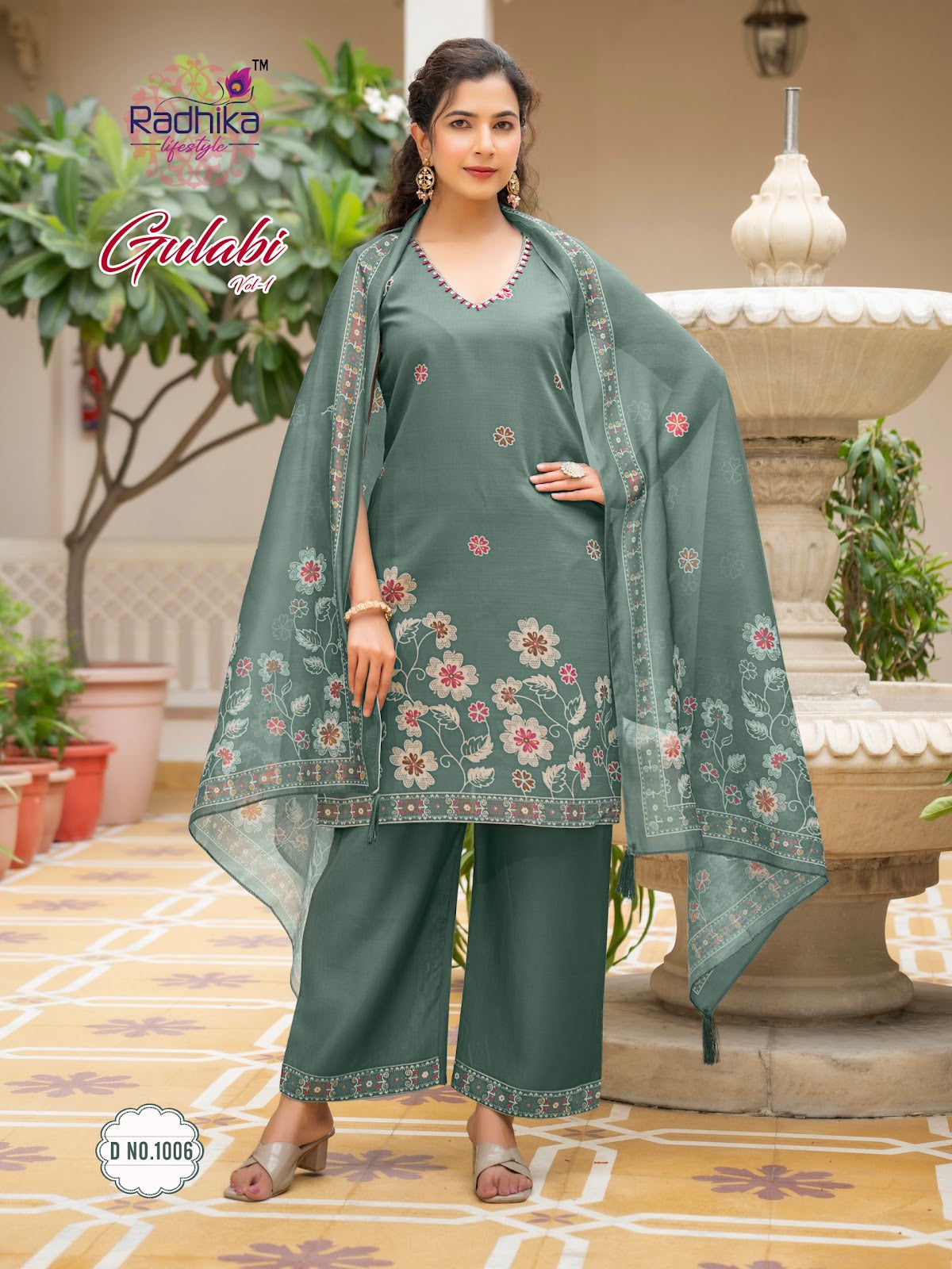 Gulabi Vol 1 Radhika Lifestyle Vertican Readymade Plazzo Style Suits Manufacturer