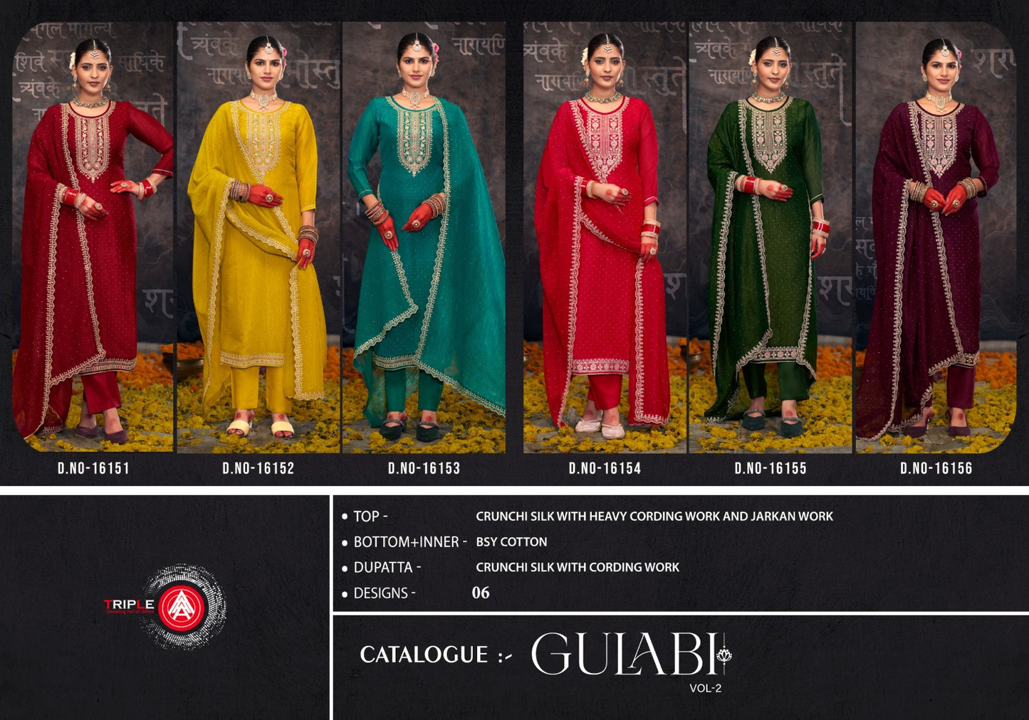 Gulabi Vol 2 Triple Aaa Silk Pant Style Suits Wholesaler India