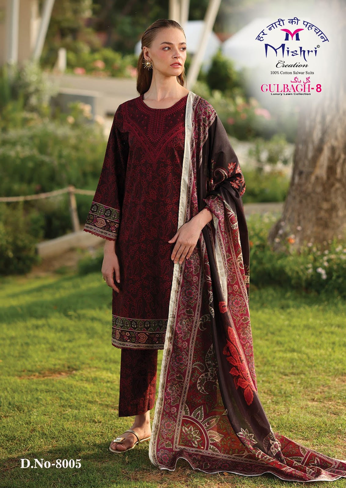 Gulbagh Vol 8 Luxury Lawn Collection Mishri Cotton Karachi Salwar Suits Supplier Ahmedabad