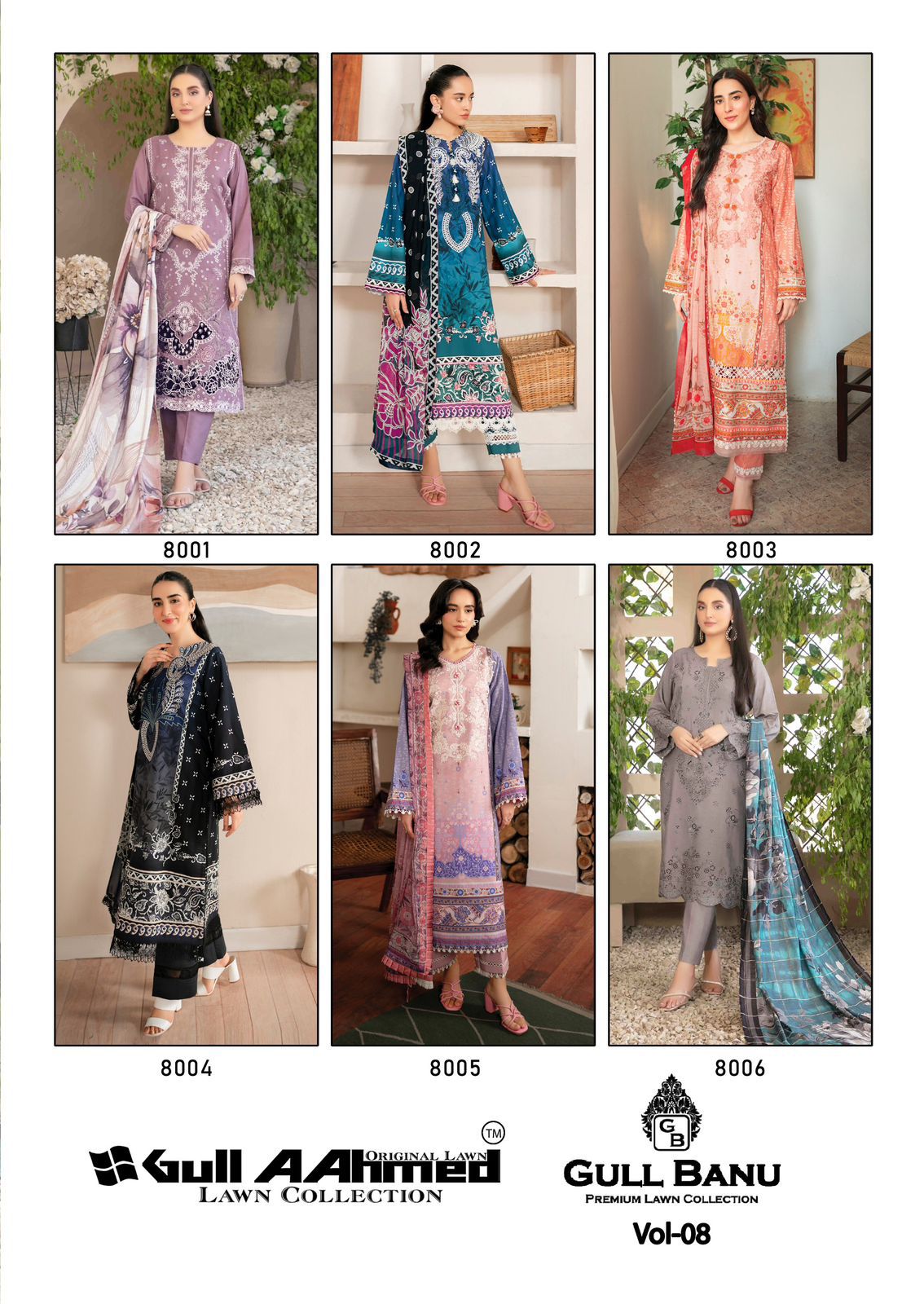 Gull Banu Vol 8 Premium Lawn Collection Gul Ahmed Karachi Salwar Suits Wholesaler India