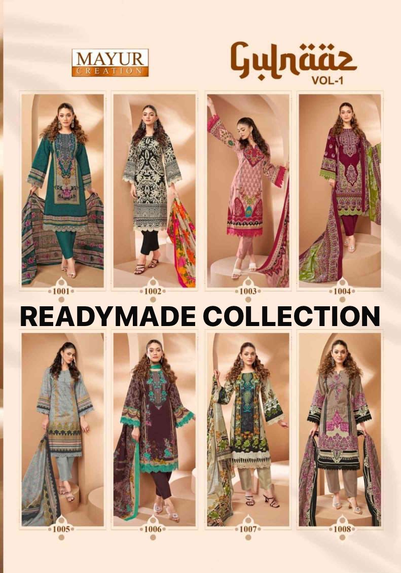 Gulnaaz Vol 1 Mayur Creation Cambric Karachi Readymade Suits Wholesaler