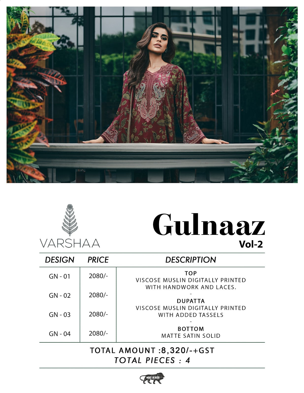 Gulnaaz Vol 2 Varsha Fashions Viscose Muslin Pant Style Suits Wholesaler