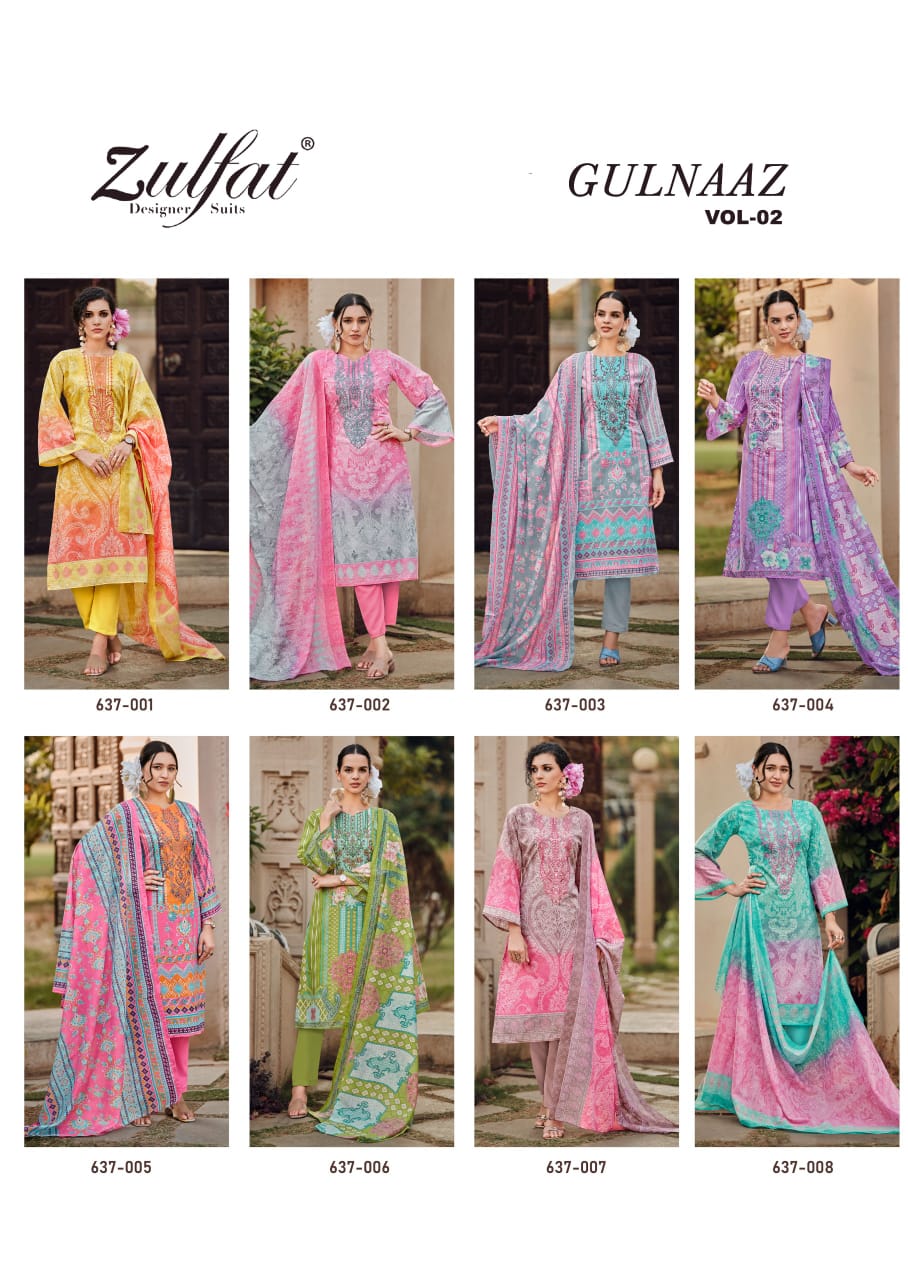 Gulnaaz Vol 2 Zulfat Designer Pure Cotton Pant Style Suits Manufacturer