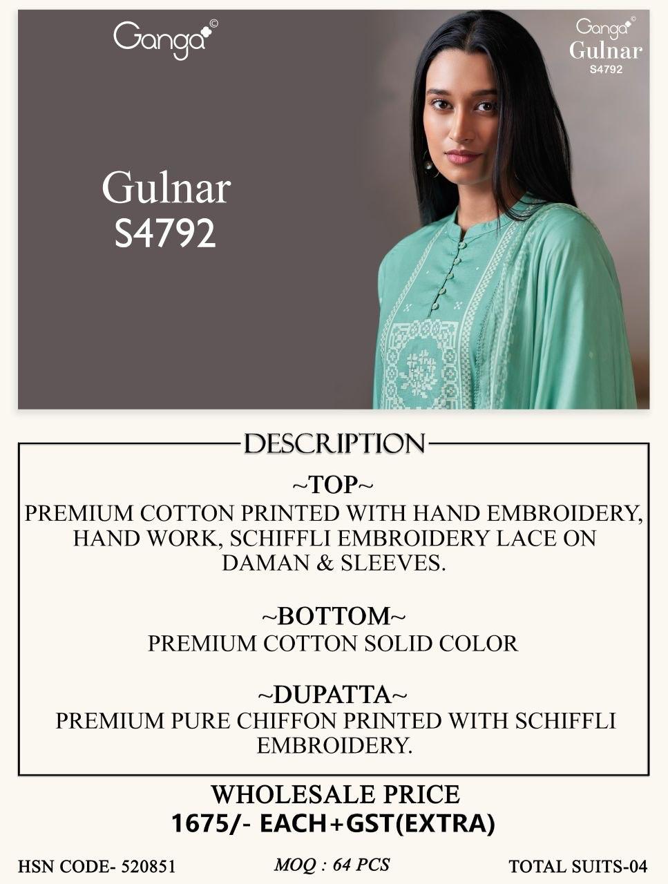 Gulnar S4792 Ganga Cotton Pant Style Suits Supplier