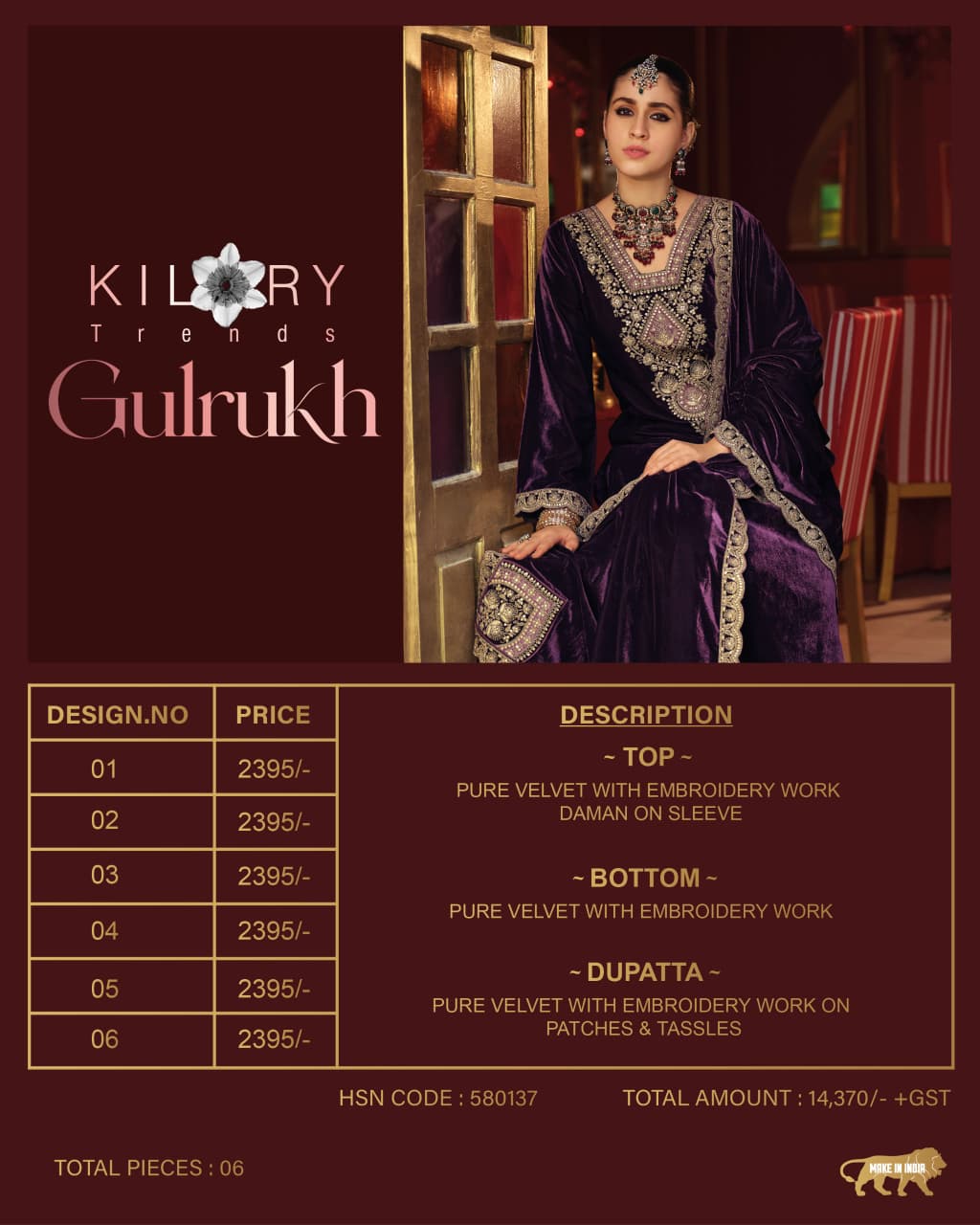Gulrukh Kilory Velvet Suits Manufacturer India
