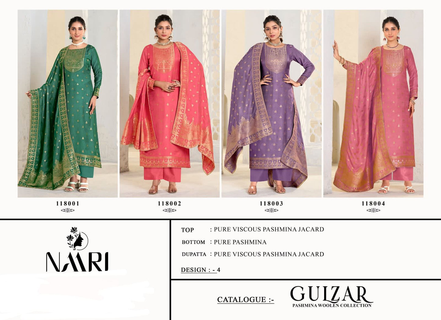Gulzar 2024 Naari Viscose Pashmina Suits Supplier Gujarat