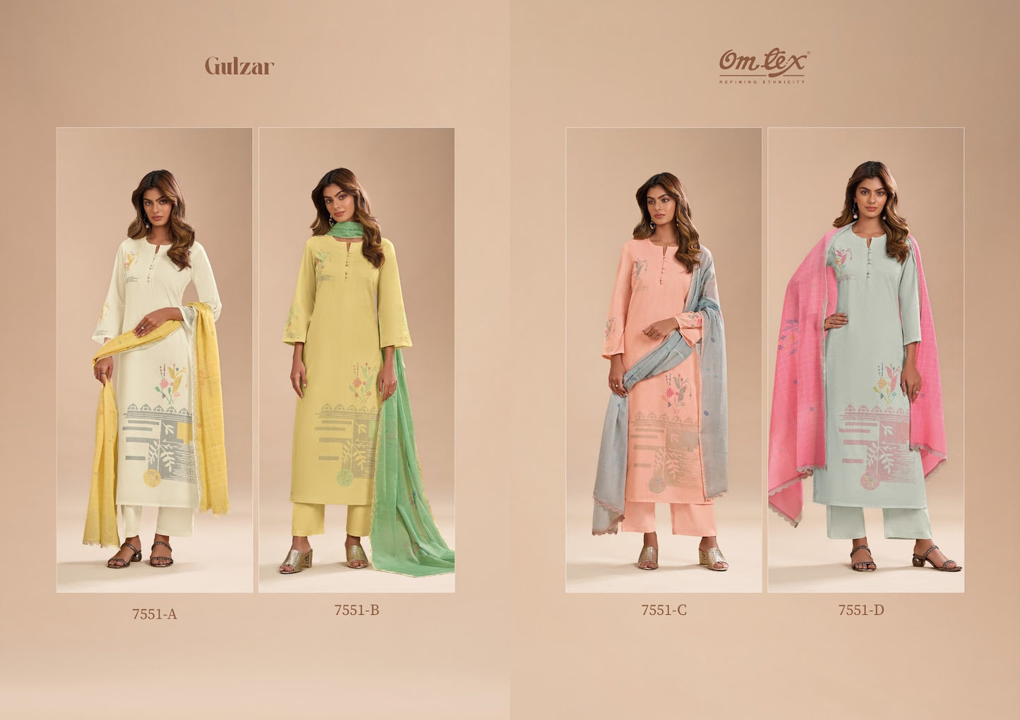 Gulzar Omtex Lawn Pant Style Suits Exporter Ahmedabad