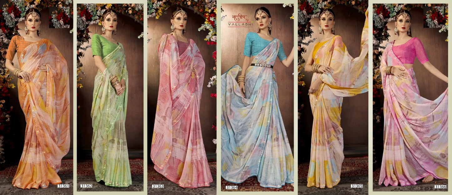 Gunakshi Vallabhi Prints Georgette Sarees Exporter