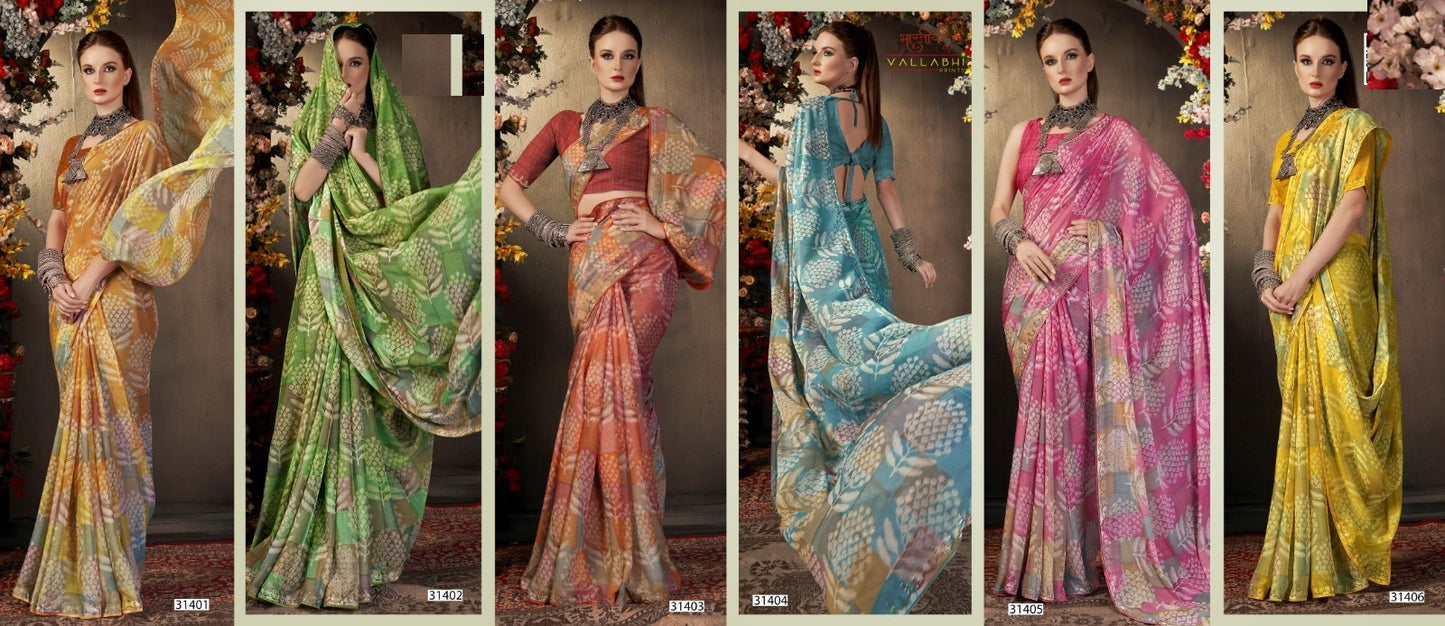 Gunakshi Vol 2 Vallabhi Prints Georgette Sarees Wholesale Rate