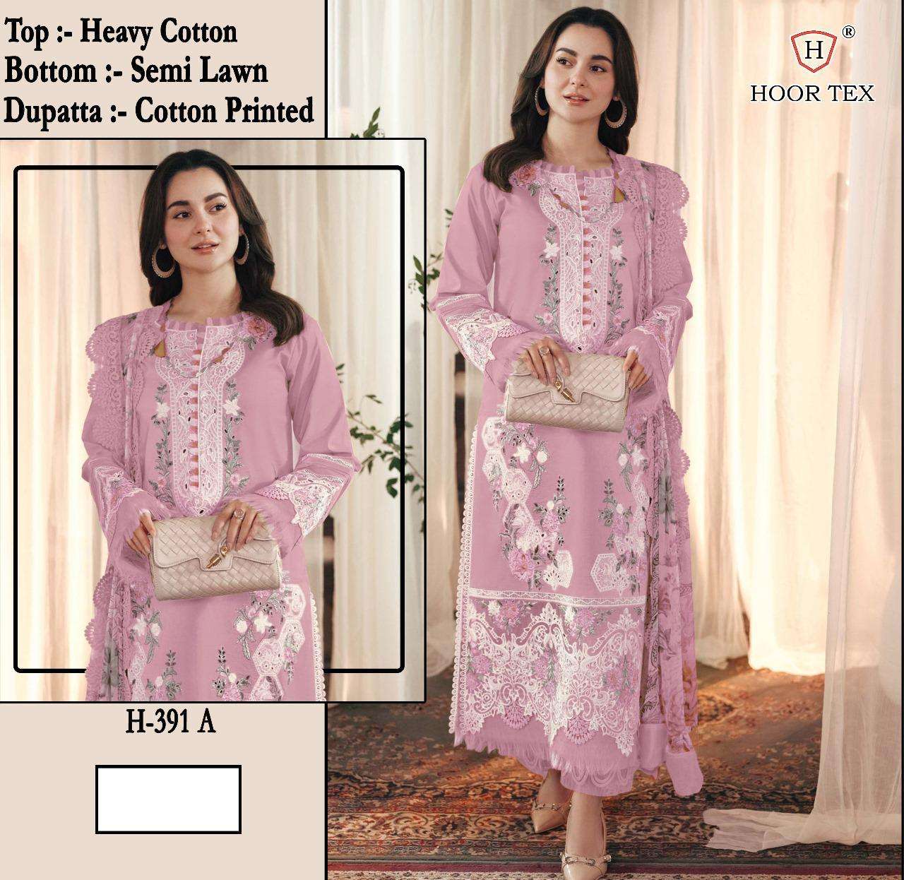 H 391 Hoor Tex Heavy Cotton Pakistani Readymade Suits Exporter