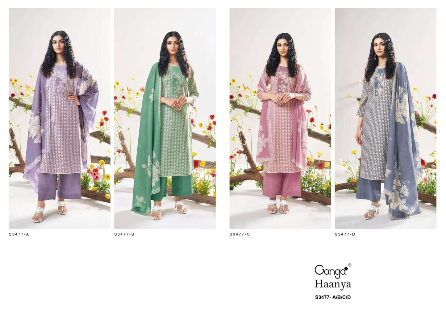 Haanya Ganga Cotton Pant Style Suits Supplier India