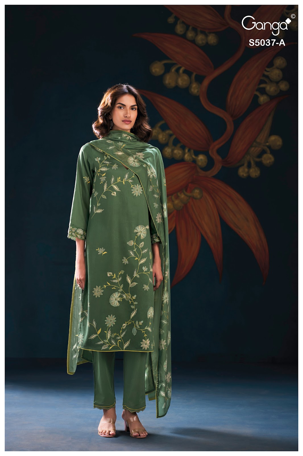 Hailora S5037 Ganga Cotton Satin Pant Style Suits Manufacturer Ahmedabad