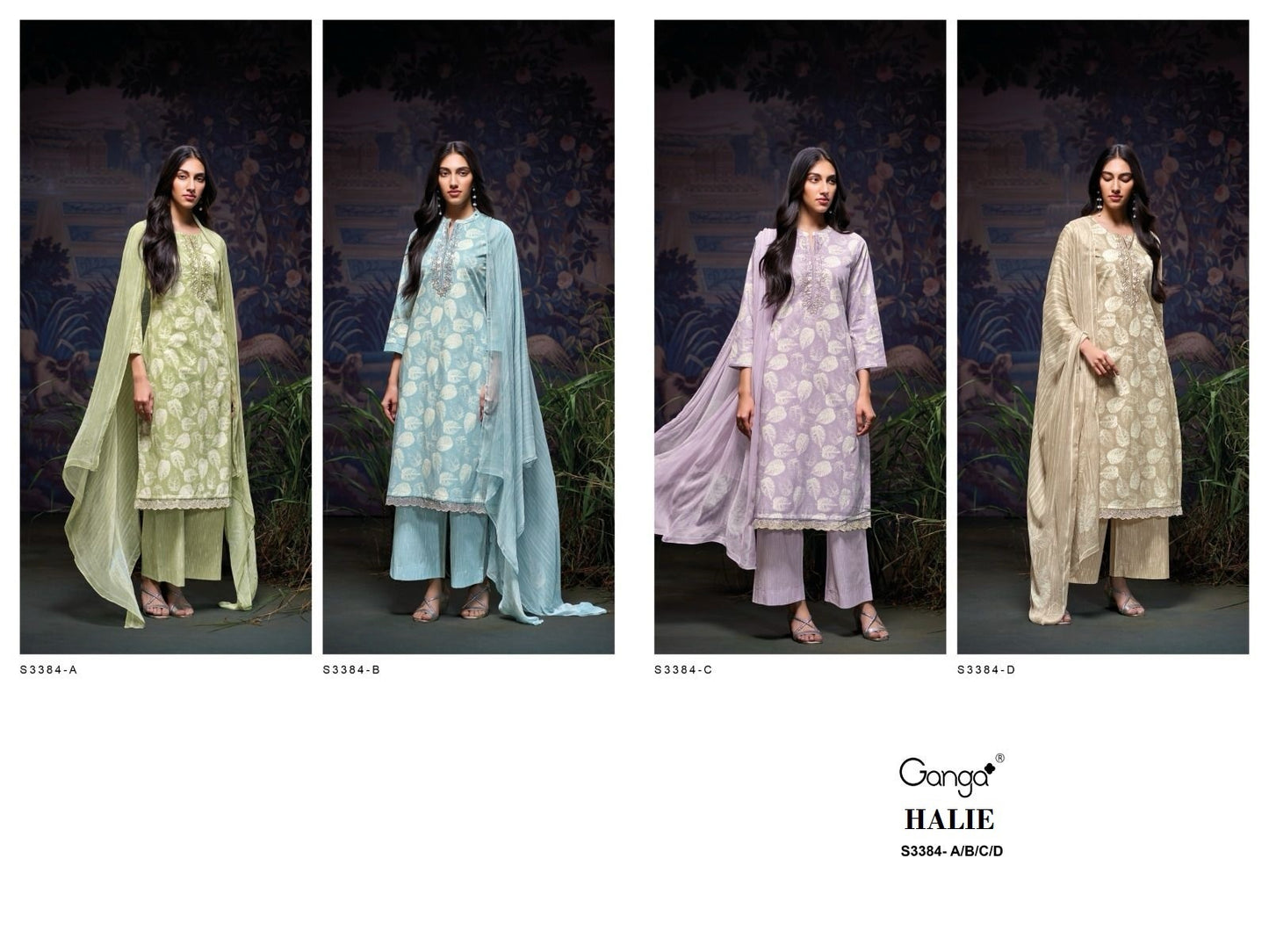 Halie 3384 Ganga Premium Cotton Pant Style Suits Manufacturer India