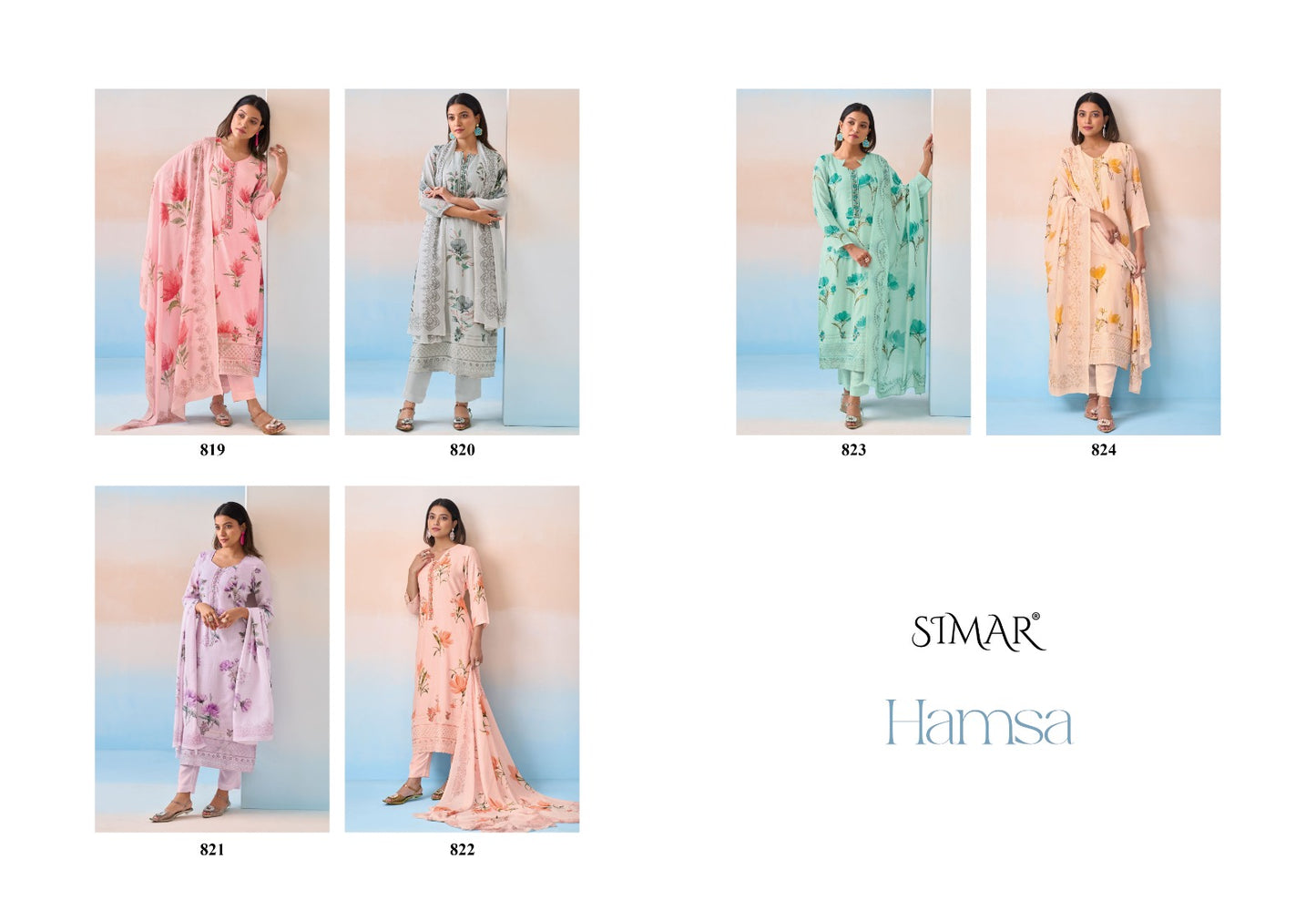 Hamsa Simar Pure Viscose Muslin Pant Style Suits Wholesale Price
