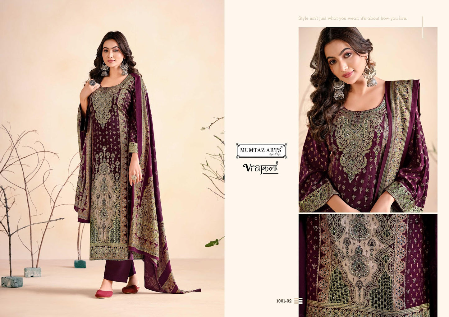 Hamsafar Mumtaz Arts Viscose Karachi Pashmina Salwar Suits Exporter India