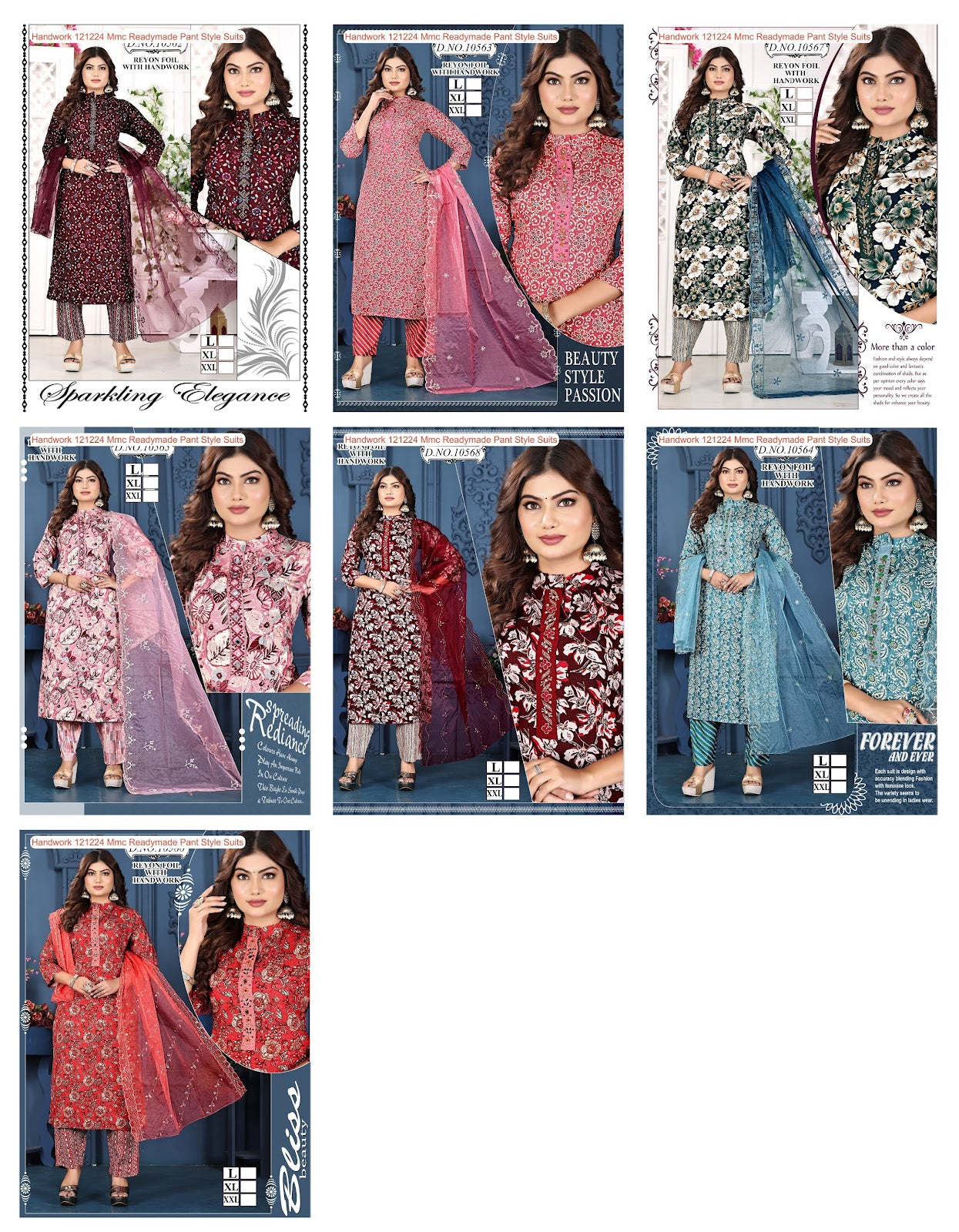 Handwork 121224 Mmc Reyon Readymade Pant Style Suits Manufacturer India
