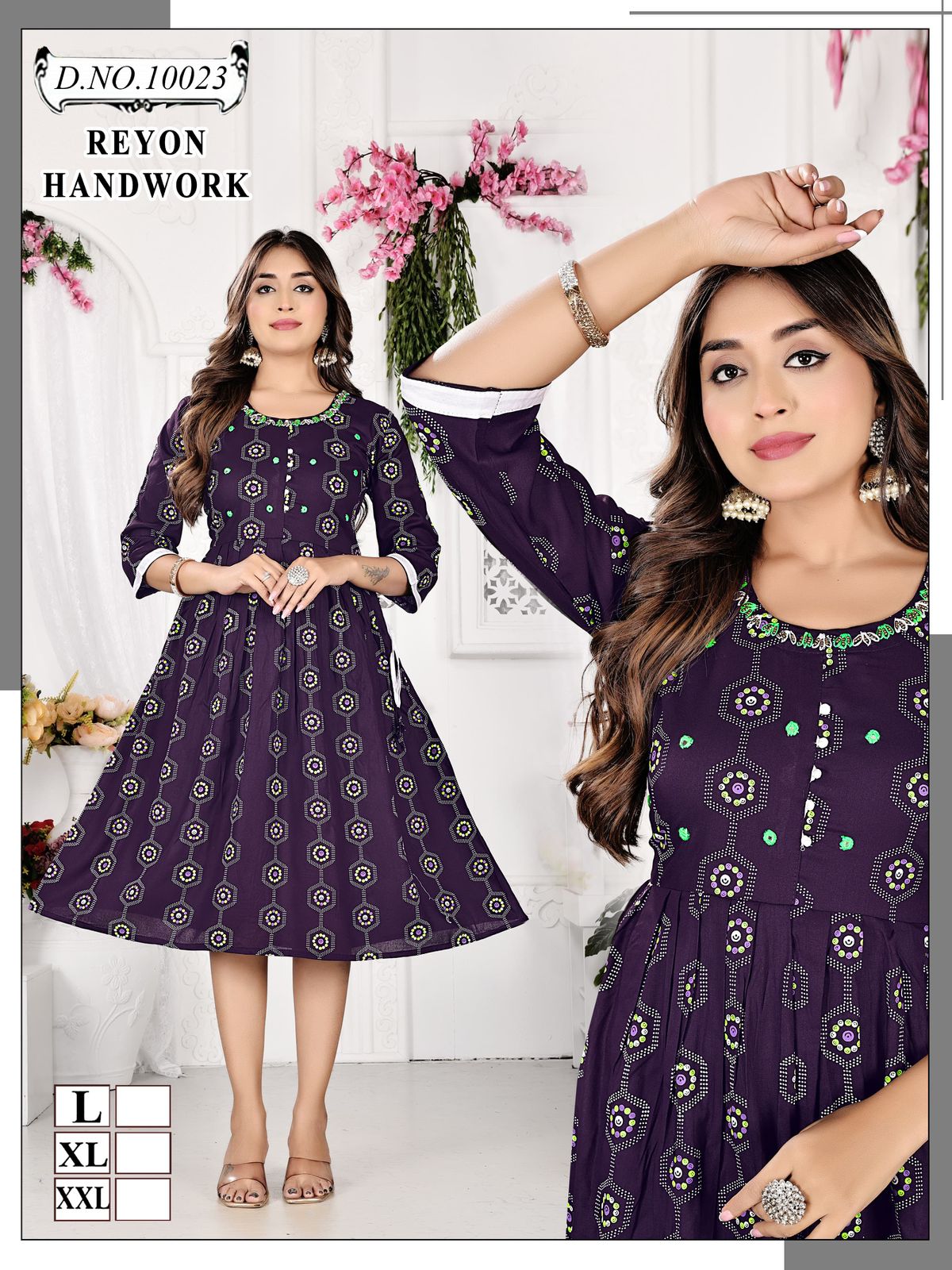 Handwork Mmc Reyon Anarkali Kurtis Wholesaler India