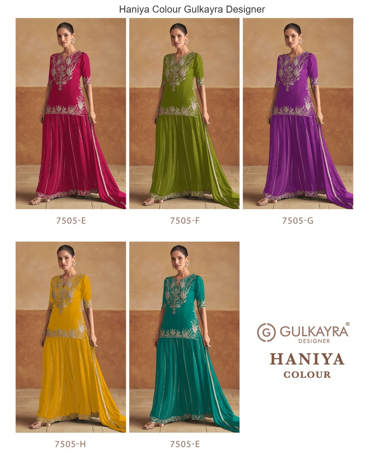 Haniya Colour Gulkayra Designer Chinon Readymade Suits Supplier Ahmedabad