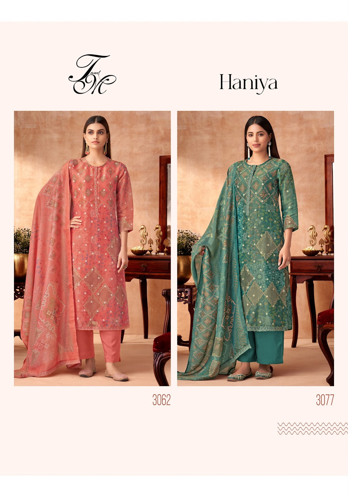 Haniya Sahiba Tm Simmer Tissue Plazzo Style Suits Supplier