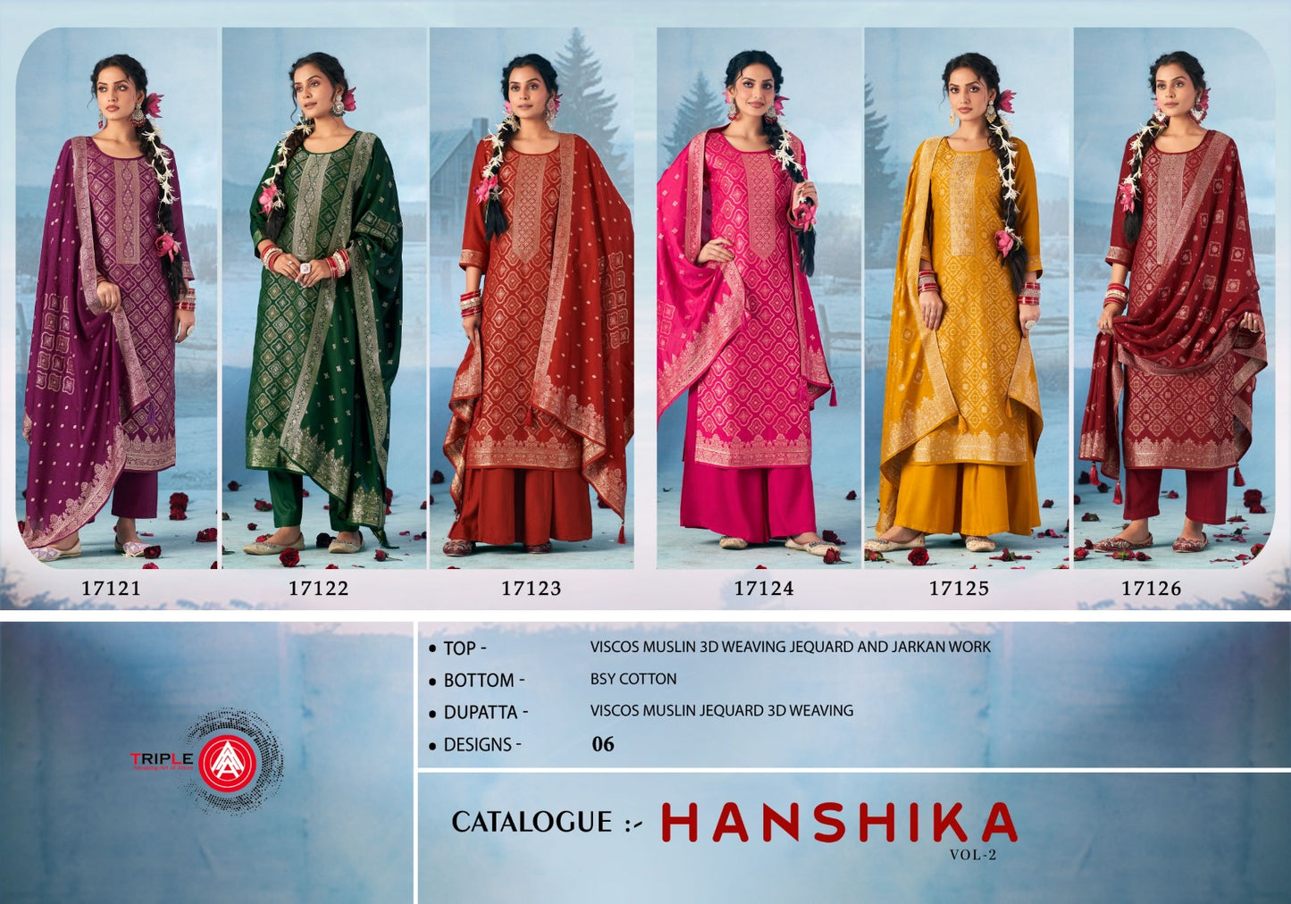 Hanshika Vol 2 Triple Aaa Viscose Muslin Pant Style Suits Wholesale Price