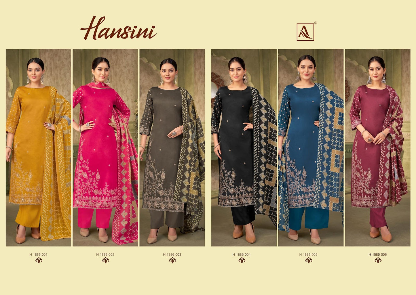 Hansini Alok Pure Zam Pant Style Suits Manufacturer