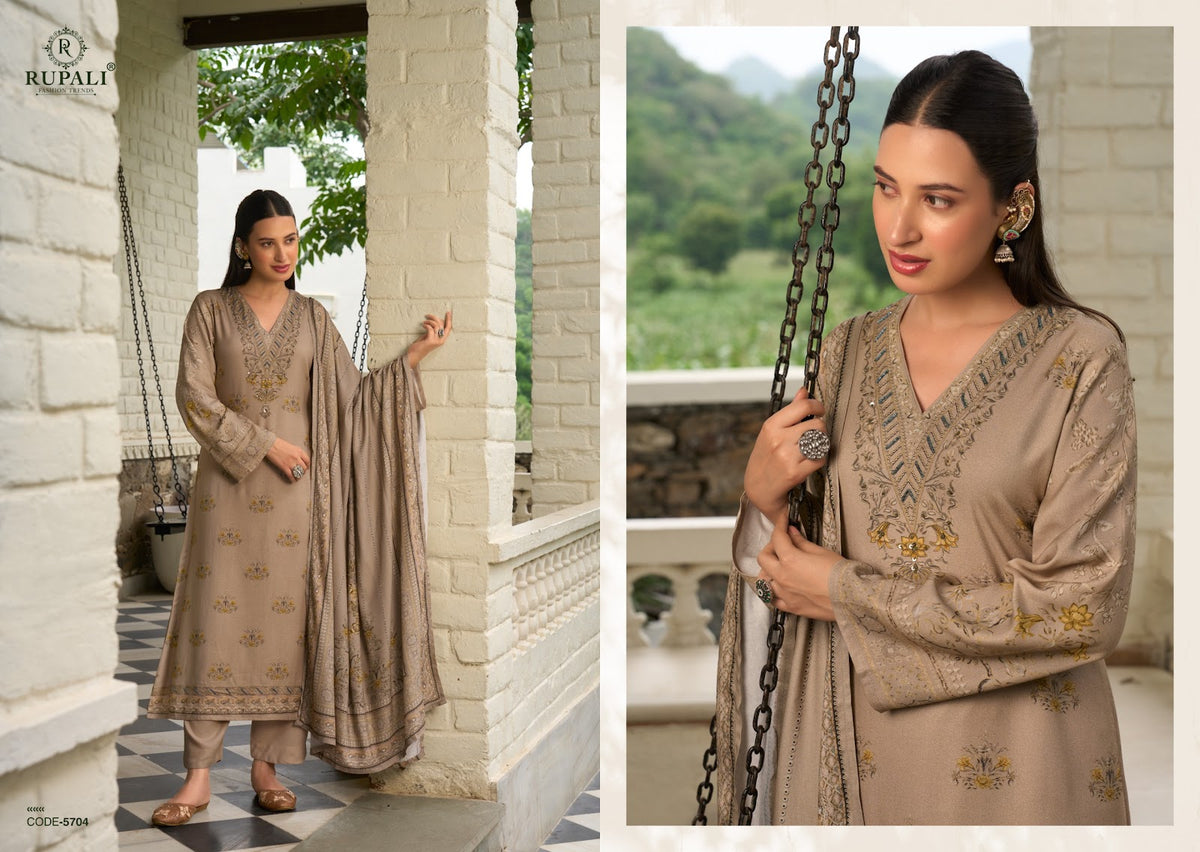 Zuri Rangati Prints Satin Pashmina Suits Exporter Gujarat