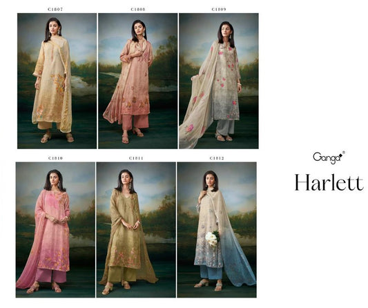 Harlett Ganga Linen Plazzo Style Suits Wholesaler Ahmedabad