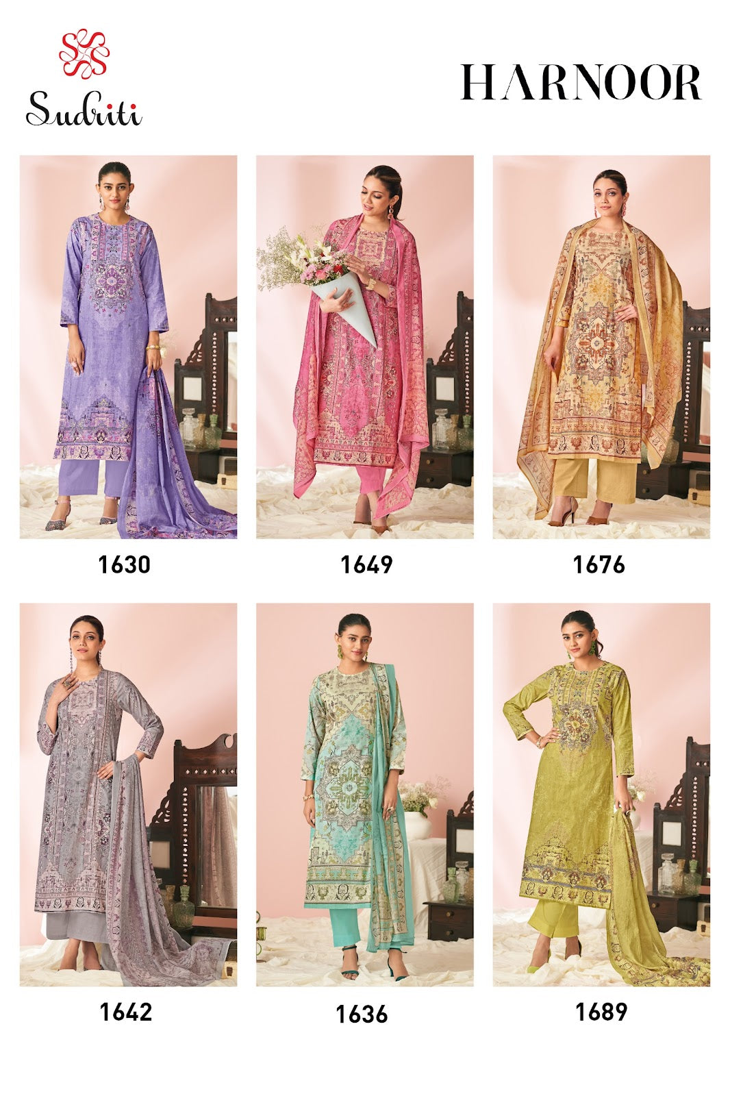 Harnoor Sudriti Sahiba Cotton Lawn Pant Style Suits Wholesale Price