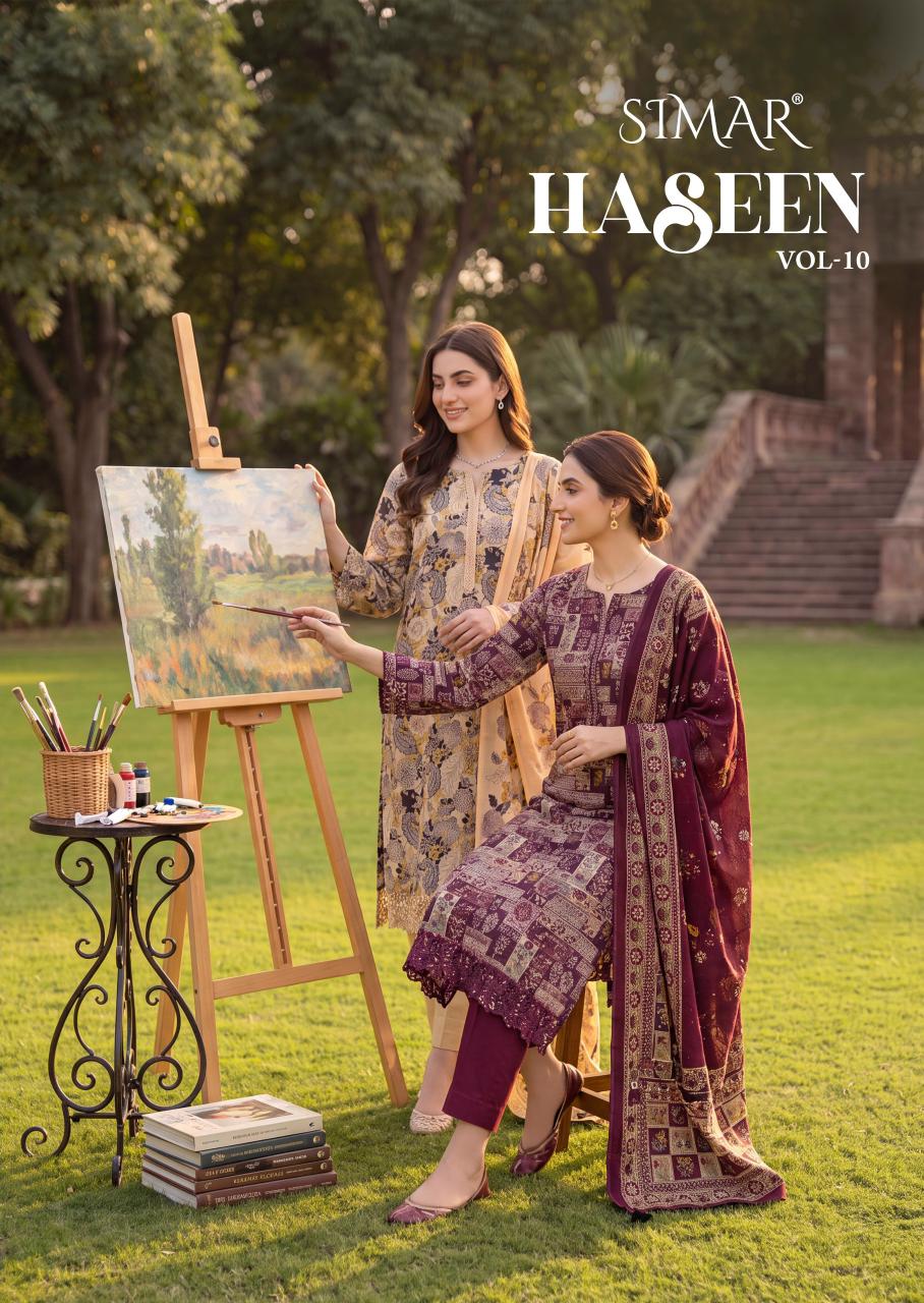 Haseen Vol 10 Simar Viscose Muslin Pant Style Suits Exporter India