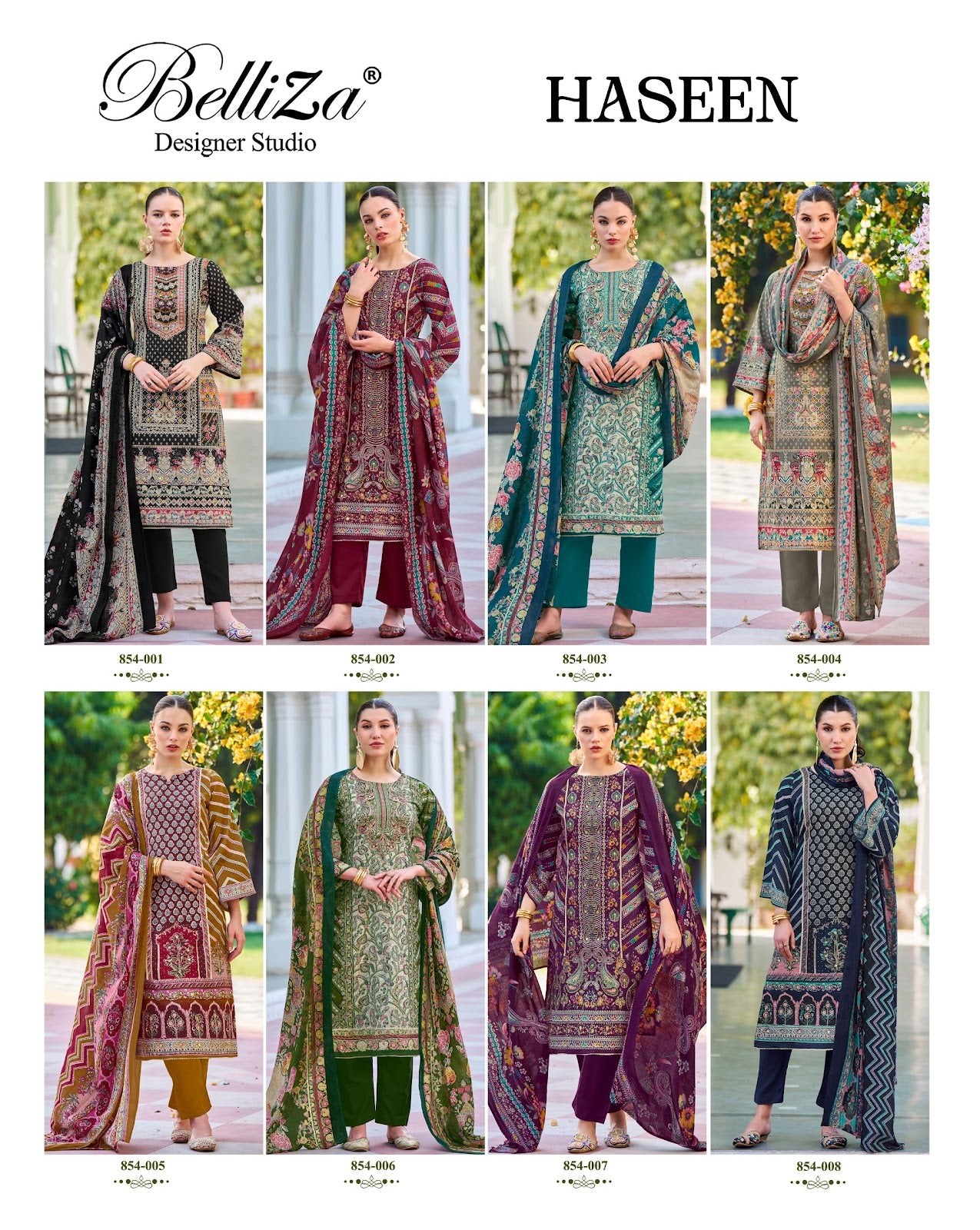 Haseen Belliza Designer Studio Cotton Karachi Salwar Suits Wholesale Rate