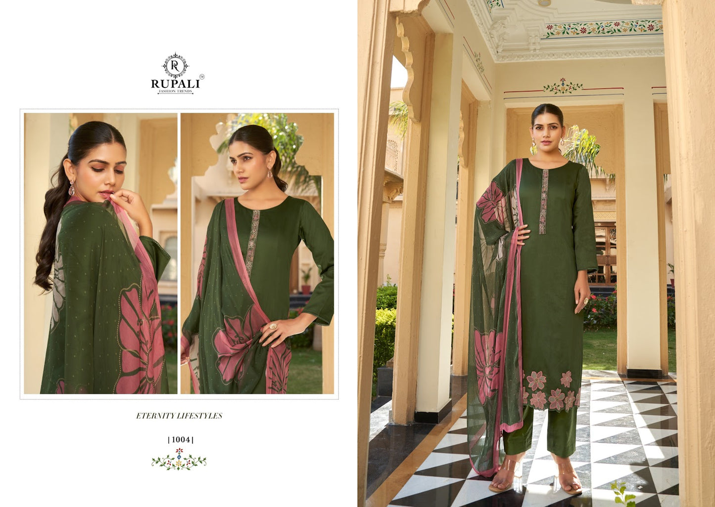 Haseena Rupali Jaam Satin Pant Style Suits Exporter