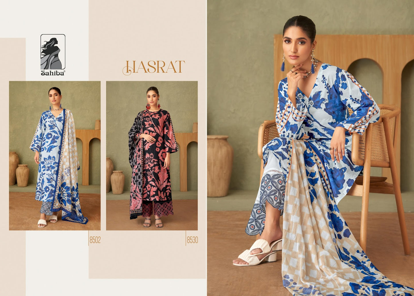 Hasrat Sahiba Cotton Lawn Plazzo Style Suits Exporter Gujarat