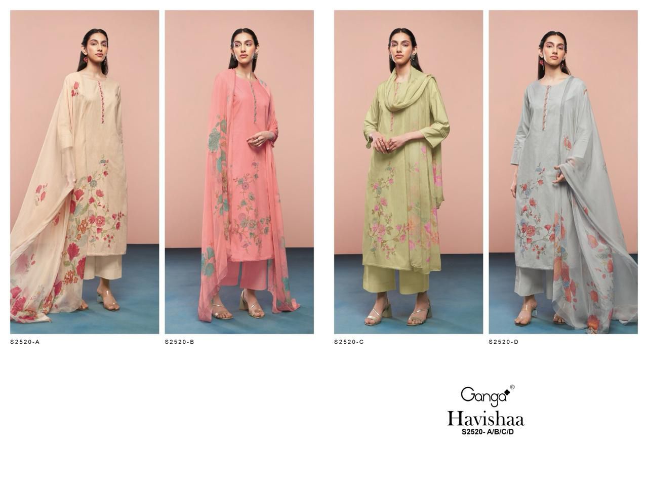 Havishaa-2520 Ganga Premium Cotton Plazzo Style Suits