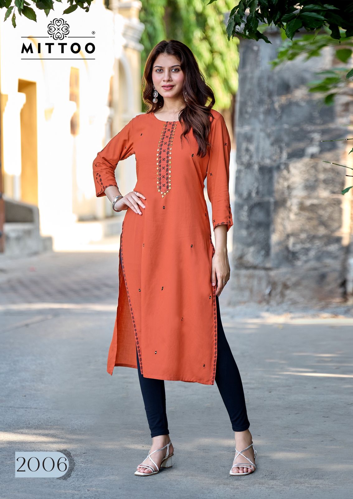 Haya Mittoo Reyon Long Straight Kurti Exporter Ahmedabad