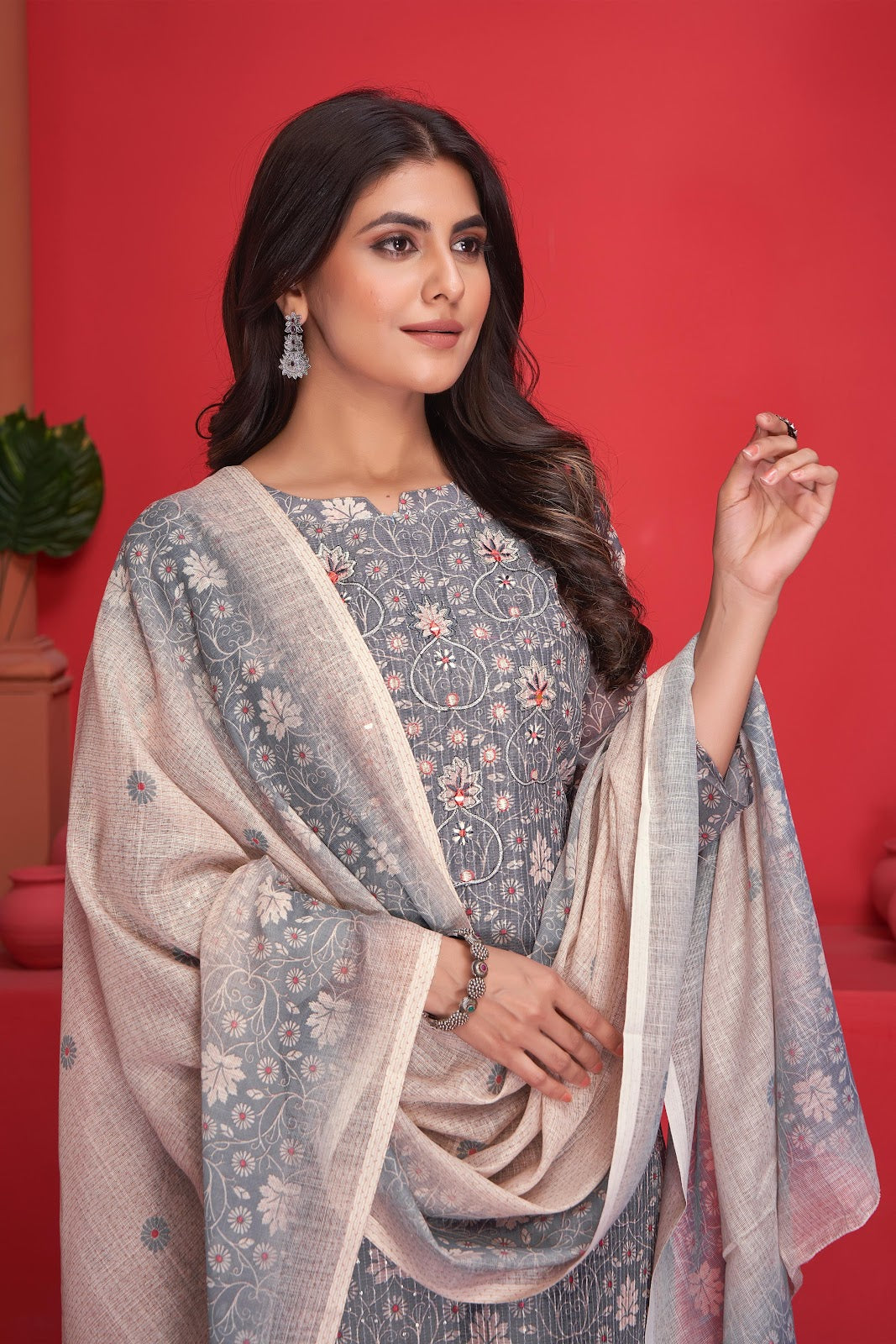 Hazoori Seamore Art Silk Readymade Pant Style Suits Exporter India